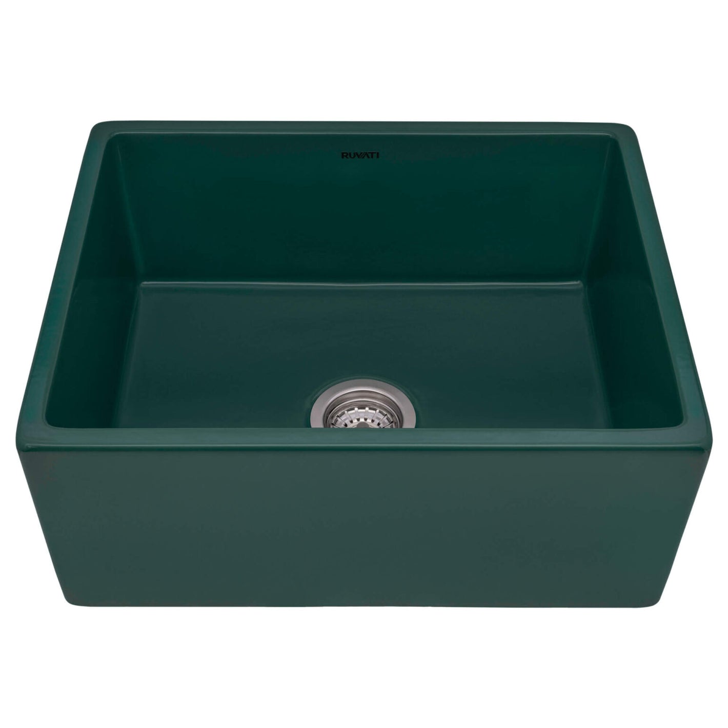 Ruvati 23-inch Fireclay Farmhouse Kitchen Laundry Utility Sink Single Bowl – Emerald Green – RVL2468EG
