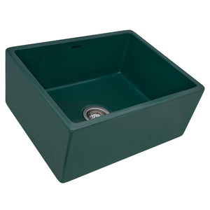 Ruvati 23-inch Fireclay Farmhouse Kitchen Laundry Utility Sink Single Bowl – Emerald Green – RVL2468EG