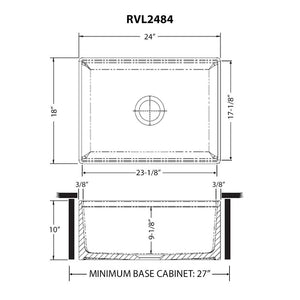 Ruvati 24 inch Fireclay Workstation White Farmhouse Kitchen Sink Apron Front Single Bowl – RVL2484WH