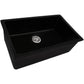 Ruvati 30-inch Fireclay Undermount / Drop-in Topmount Kitchen Sink Single Bowl – Glossy Black – RVL3030BK