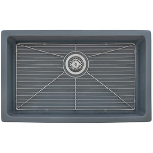 Ruvati 30-inch Fireclay Undermount / Drop-in Topmount Kitchen Sink Single Bowl – Coastal Blue- RVL3030LU