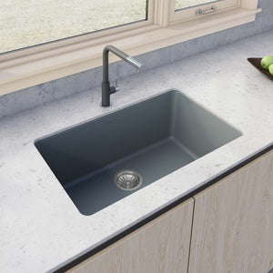 Ruvati 30-inch Fireclay Undermount / Drop-in Topmount Kitchen Sink Single Bowl – Coastal Blue- RVL3030LU