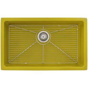 Ruvati 30-inch Fireclay Undermount / Drop-in Topmount Kitchen Sink Single Bowl – Yellow – RVL3030YL