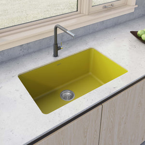 Ruvati 30-inch Fireclay Undermount / Drop-in Topmount Kitchen Sink Single Bowl – Yellow – RVL3030YL