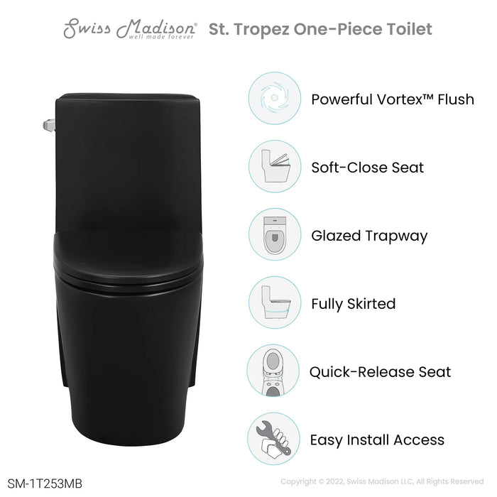 St. Tropez One-Piece Elongated Toilet Vortex™ Side Flush 1.28 gpf