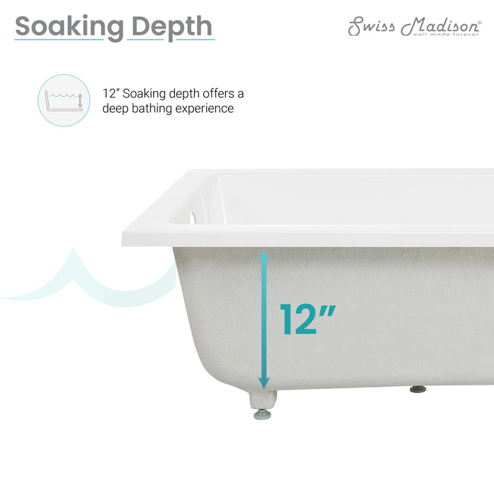 Voltaire 54" x 30" Reversible Drain Drop-In Bathtub