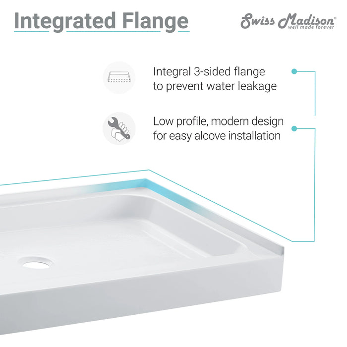 Voltaire 60" X 34" Center Drain, Shower Base
