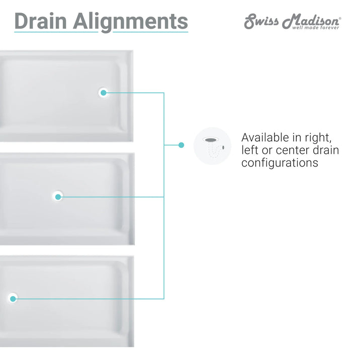 Voltaire 60" X 34" Center Drain, Shower Base