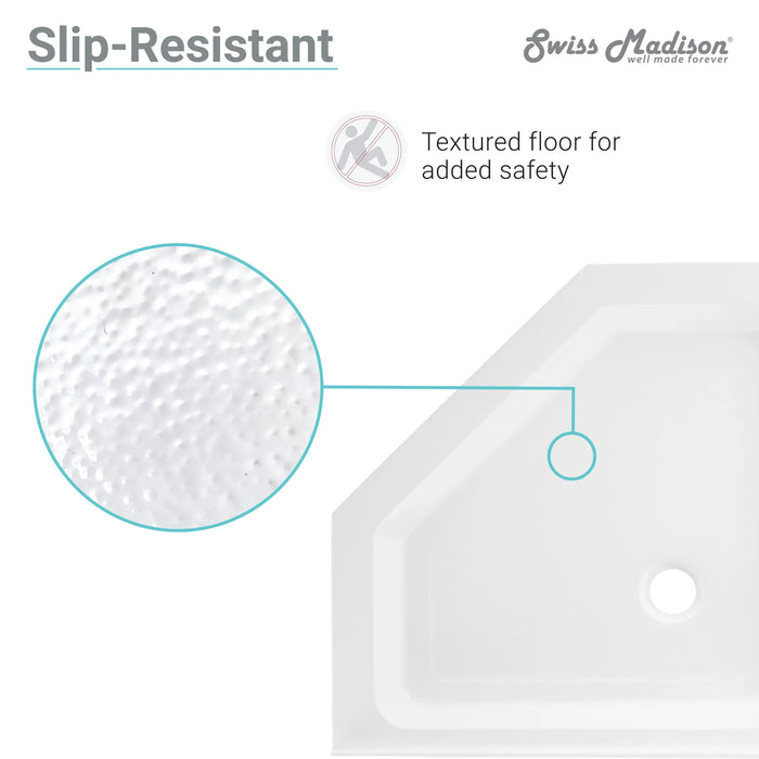 Voltaire 42" X 42" Center Drain, Neo-Angle Shower Base