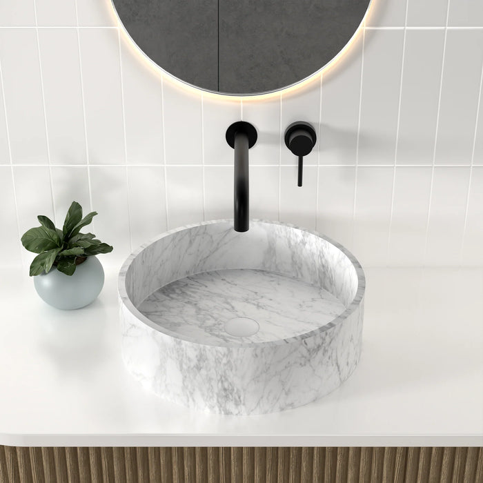 Cache 17" Round Vessel Bathroom Sink in Marbled Grey