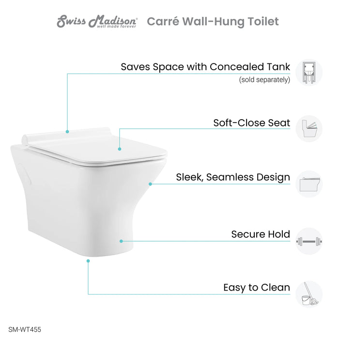 Carré Wall-Hung Elongated Toilet Bowl