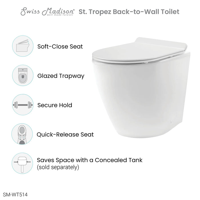 St. Tropez Back-to-Wall Elongated Toilet Bowl