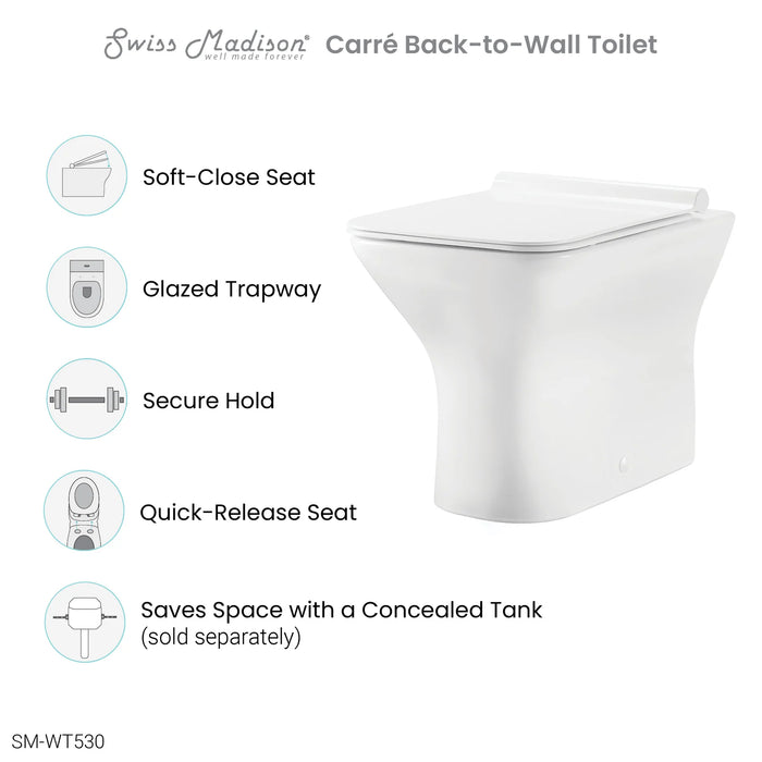 Carré Back-To-Wall Elongated Toilet Bowl
