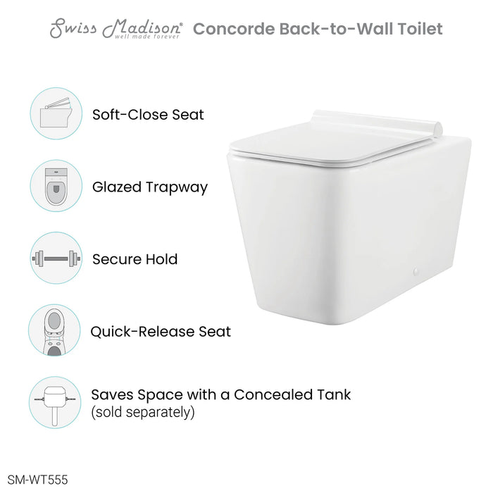Concorde Back-to-Wall Square Toilet Bowl