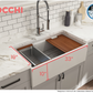 CONTEMPO 33 STEP RIM - Farmhouse Apron Front Fireclay 33" Single Bowl Kitchen Sink with Step Rim