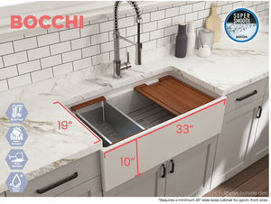 CONTEMPO 33 STEP RIM - Farmhouse Apron Front Fireclay 33" Single Bowl Kitchen Sink with Step Rim