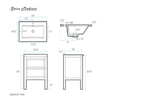 Unassembled Nadar Freestanding Bathroom Vanity 24 inches with white sink top