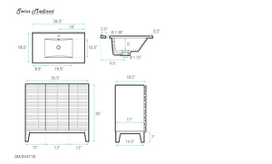 Unassembled Cascade 36" Bathroom Vanity in Black