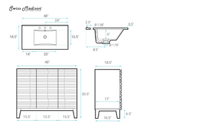 48 inch Cascade Freestanding Bathroom Vanity