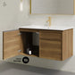 36 inch brown oak Wall-Mount Bathroom Vanity 1 Faucet Hole with White Sink counter top
