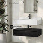 36 inch Avancer Wall-Mount Bathroom Vanity black oak White Marble Sink - 1 Faucet Hole