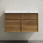 36 inch brown oak Wall-Mount Bathroom Vanity 1 Faucet Hole with White Sink counter top
