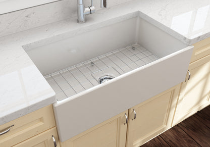 CONTEMPO 33 Farmhouse Apron Front Fireclay 33 inch Single Bowl Kitchen Sink