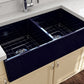 CONTEMPO 36D Farmhouse Apron Front Fireclay 36 inch Double Bowl Kitchen Sink