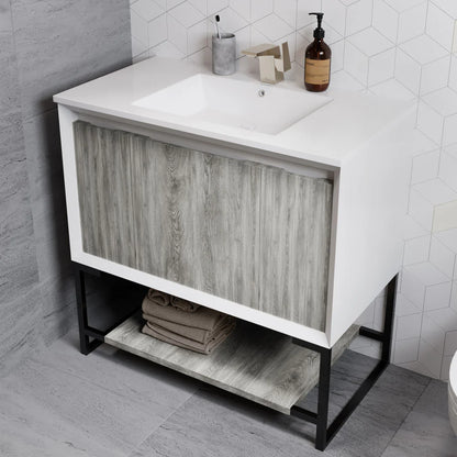 Marseille Freestanding Bathroom Vanity 36 inch with white sink top