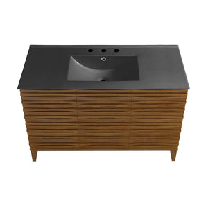 48 inch Cascade Freestanding Bathroom Vanity brown oak - Black countertop
