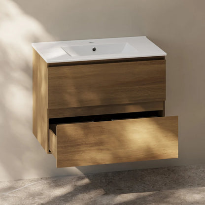 30 inch Liberte Wall-Mount Bathroom Vanity with white sink top - 1 Faucet Hole