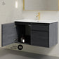 36 inch black oak Wall-Mount Bathroom Vanity 1 Faucet Hole with White Sink counter top (Copy)