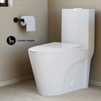 St. Tropez One-Piece Elongated Toilet Glossy White - FLUSH LOCATION Top - Dual (ROUGH IN 12)
