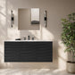 48 inch black Oak Cascade Wall-Mount Bathroom Vanity - 3 Faucet Holes - Widespread (white sink top)
