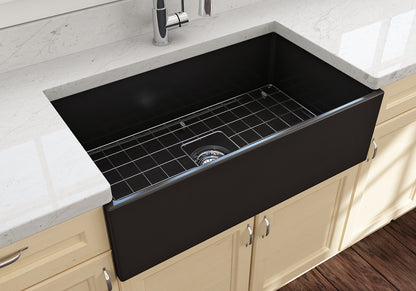 CONTEMPO 33 Farmhouse Apron Front Fireclay 33 inch Single Bowl Kitchen Sink