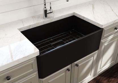 Bocchi - CLASSICO 30 Farmhouse Apron Front Fireclay 30 inch Single Bowl Kitchen Sink