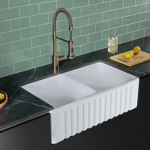 33" Delice Farmhouse Kitchen Sink, Glossy White