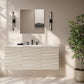 48 inch White Oak Cascade Wall-Mount Bathroom Vanity - 3 Faucet Holes - Widespread (white sink top)