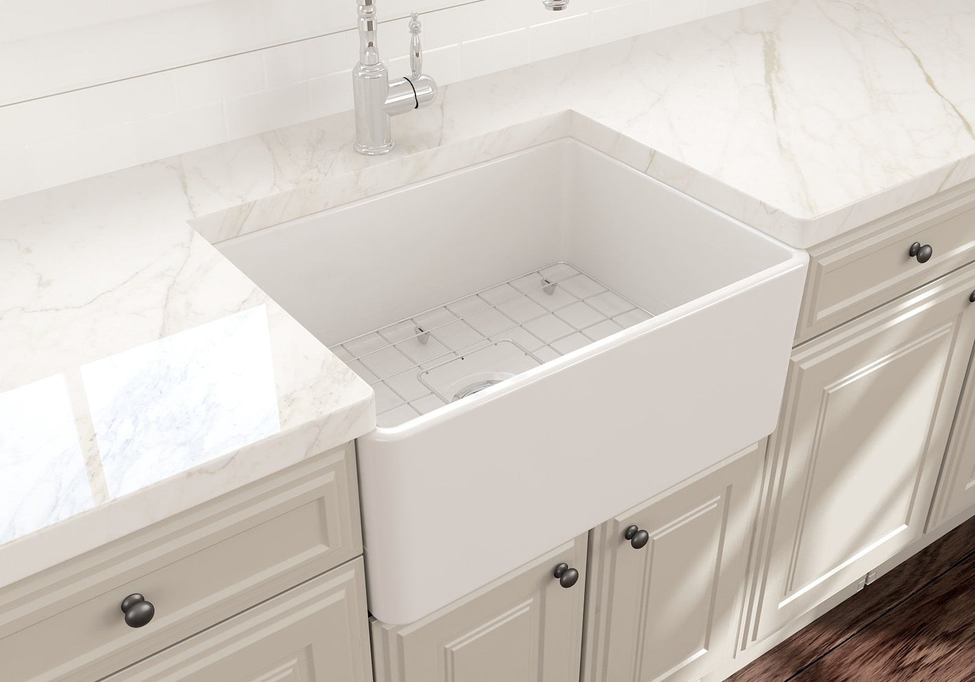 Bocchi CLASSICO Farmhouse Apron Front Fireclay 24 inch Single Bowl Kitchen Sink