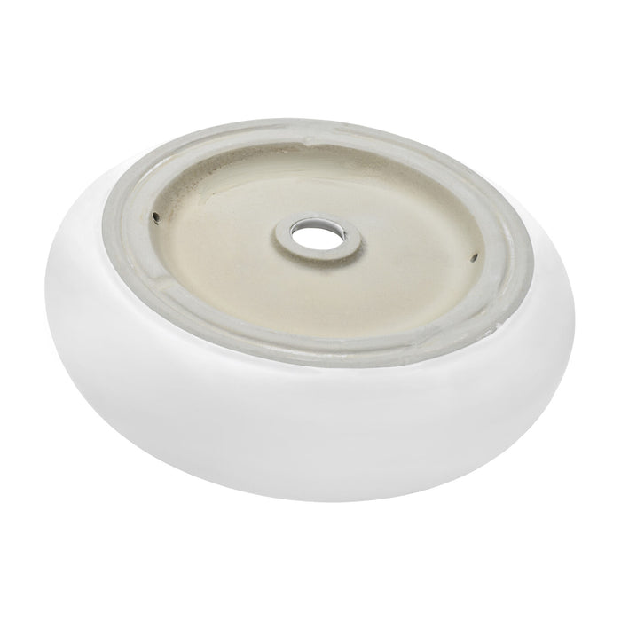 18 inch Round Bathroom Vessel Sink White Above Vanity Counter Circular Porcelain Ceramic