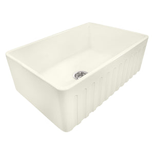 30 x 20 inch Fireclay Reversible Farmhouse Apron-Front Kitchen Sink Single Bowl – Biscuit