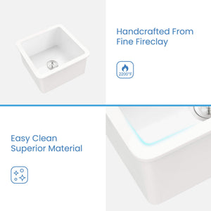 18″ Fireclay Undermounted Kitchen Sink Cubic Series – K2-S18SQ