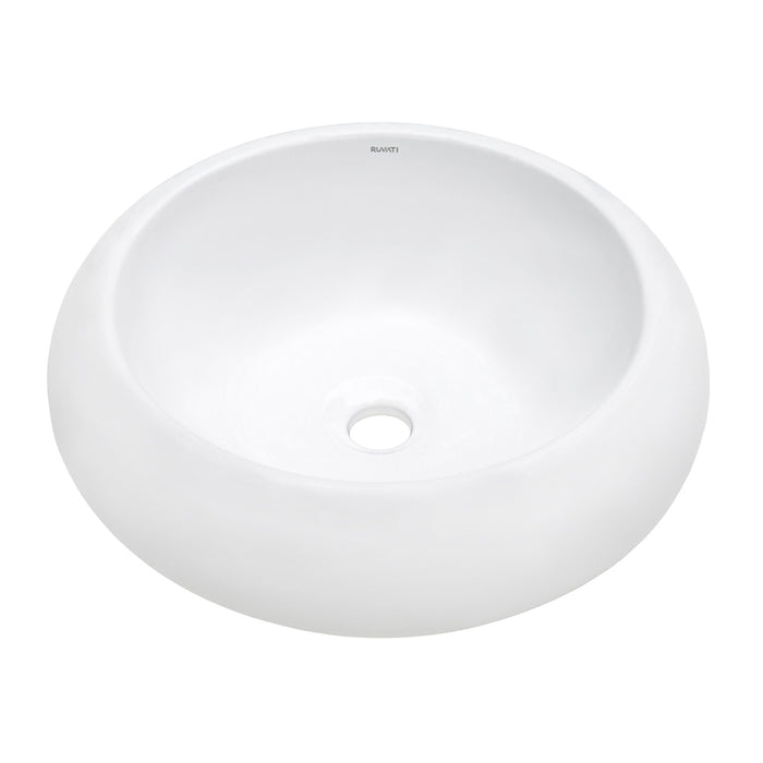 18 inch Round Bathroom Vessel Sink White Above Vanity Counter Circular Porcelain Ceramic