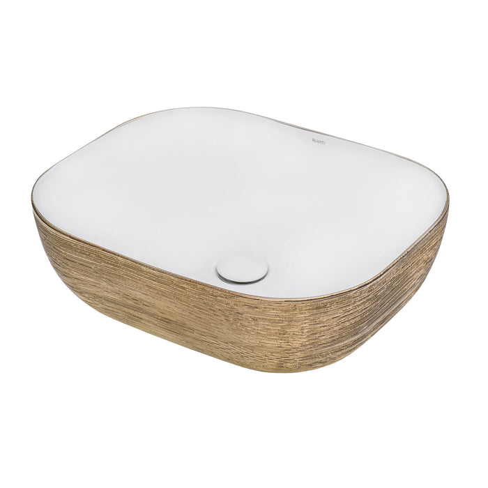 20 x 16 inch Bathroom Vessel Sink Rose Gold Decorative Art Above Vanity Counter White Porcelain Ceramic