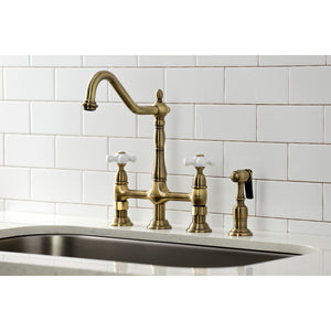 Kingston Brass KS7242AX English Country Bathroom Faucet, 6-5/8 in Spout  Reach, Polished Brass
