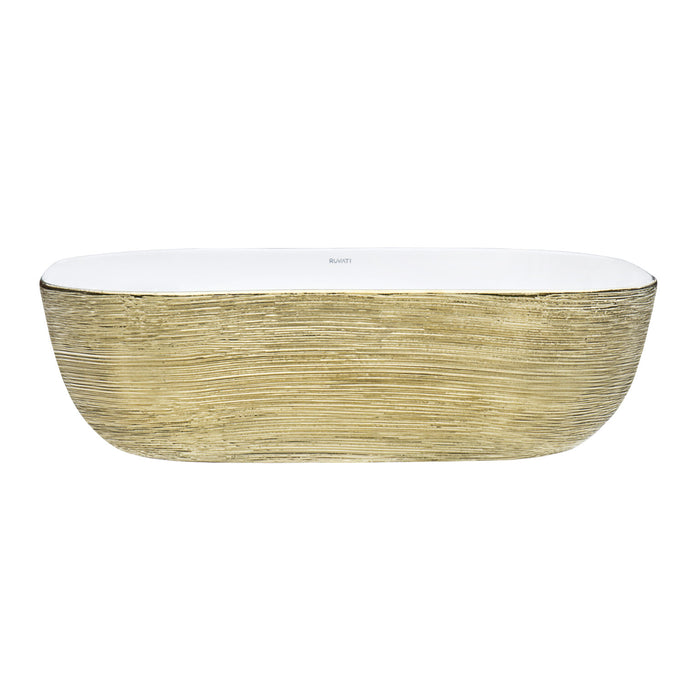20 x 16 inch Bathroom Vessel Sink Gold Decorative Art Above Vanity Counter White Ceramic