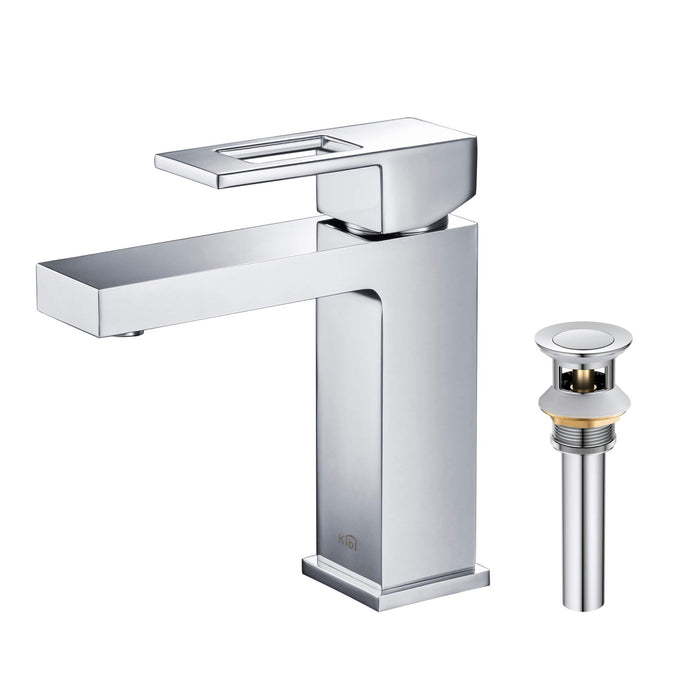 KIBI Cubic Brass Single Handle Bathroom Vanity Sink Faucet, Lavatory Sink Faucet