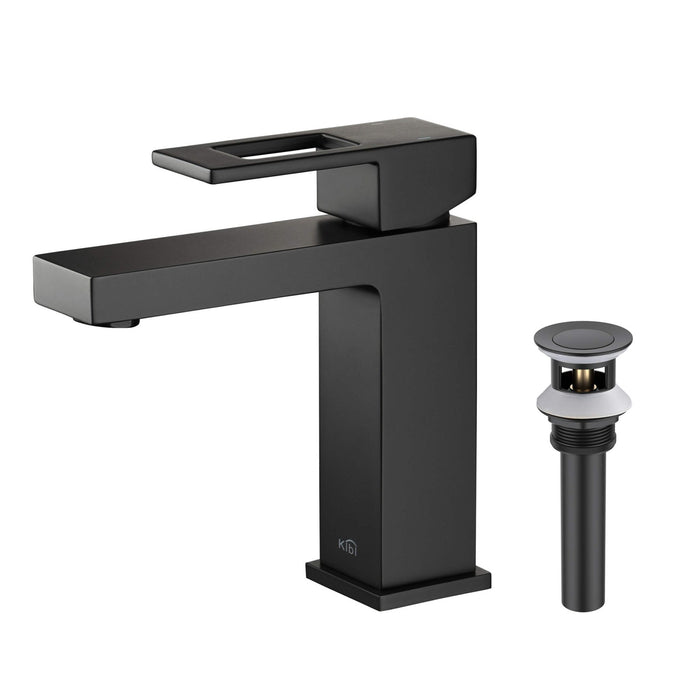 KIBI Cubic Brass Single Handle Bathroom Vanity Sink Faucet, Lavatory Sink Faucet