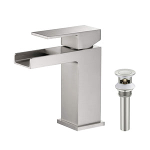 KIBI Waterfall Brass Single Handle Bathroom Vanity Sink Faucet