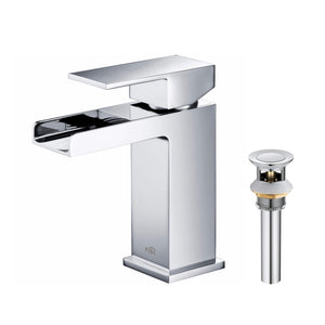 KIBI Waterfall Brass Single Handle Bathroom Vanity Sink Faucet